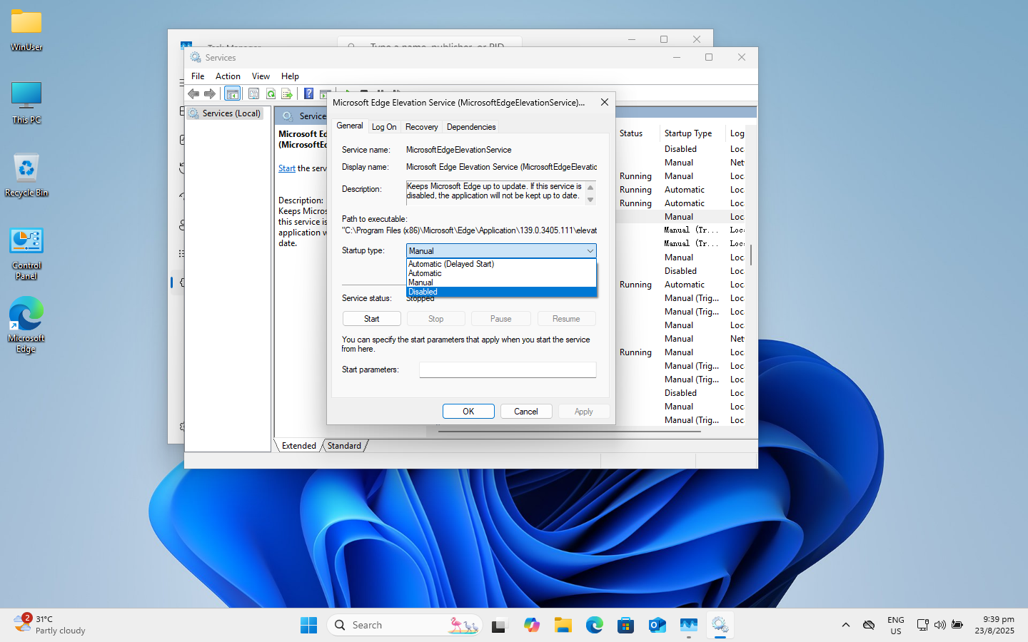 Modify Update Settings